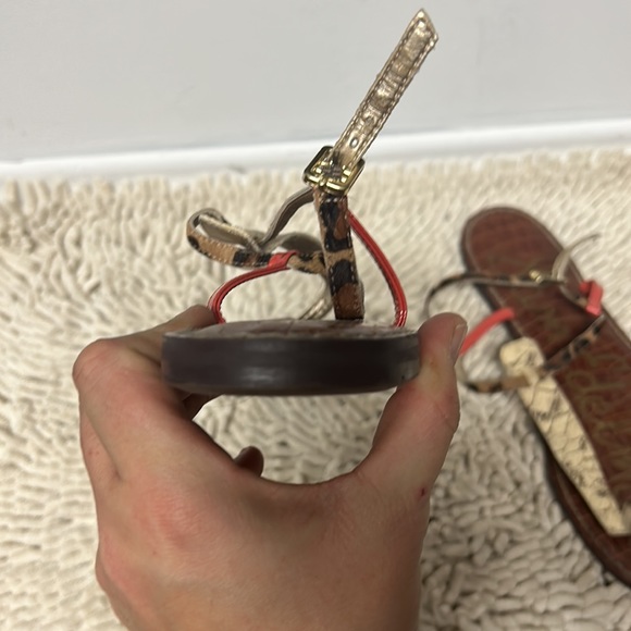 Sam Edelman Gigi Leather Calf Hair Snake print strap Sandal - Picture 6 of 8